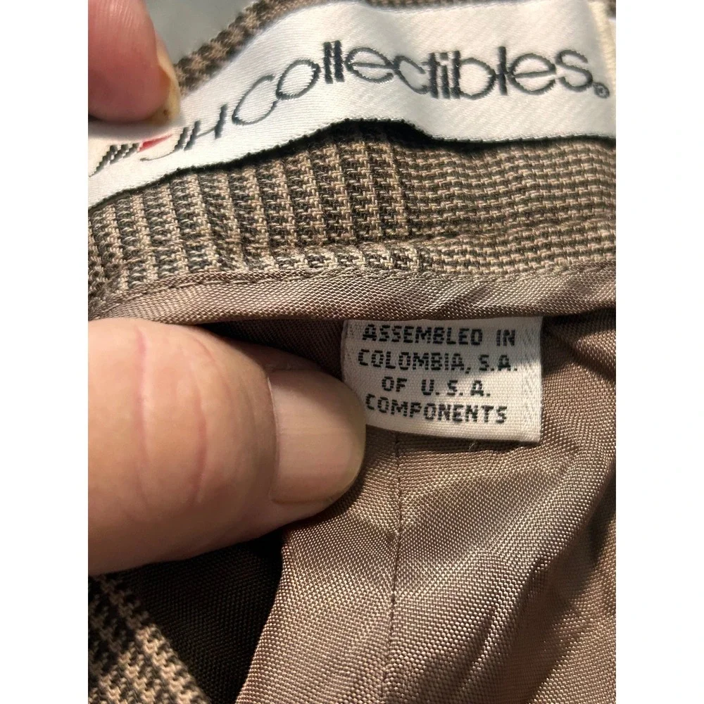 Vintage High Waisted Pleated Plaid Trousers Brown Glen Check Tapered Pants 10